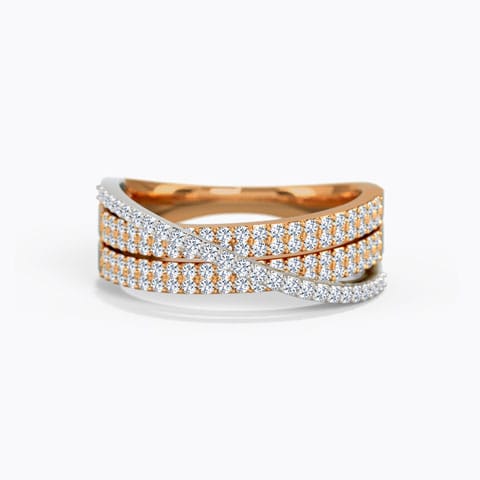 Trio Overlap Diamond Band Diamond Rings 18 Karat Two Tone Gold Trio Overlap Diamond Band