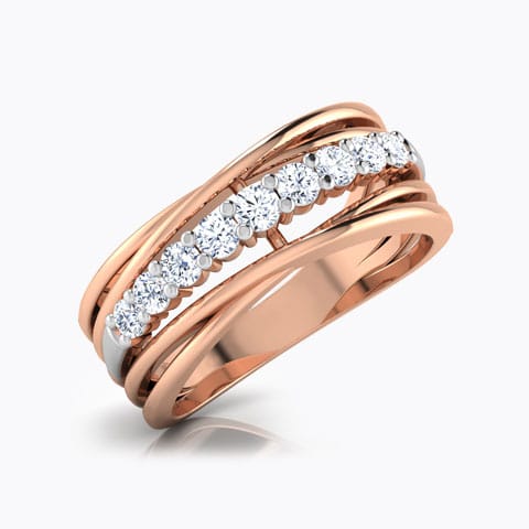 Linear Overlap Diamond Ring Diamond Rings 14 Karat Rose Gold Linear Overlap Diamond Ring