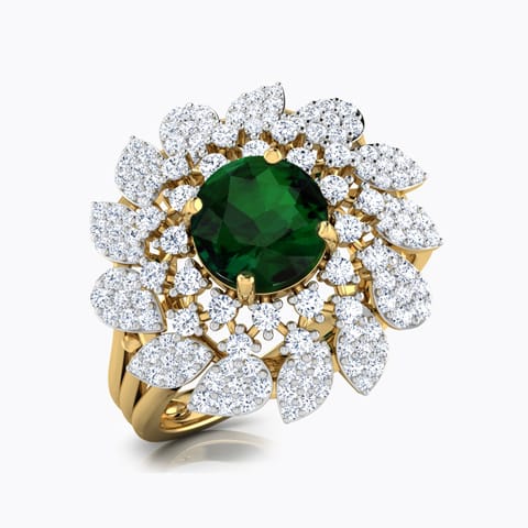 Charming Frond Diamond Ring Diamond,Gemstone Rings 18 Karat Yellow Gold Charming Frond Diamond Ring