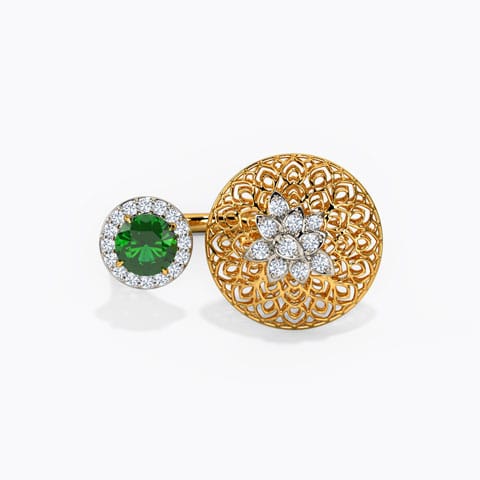 Orbit Leaf Diamond Ring Diamond,Gemstone Rings 18 Karat Yellow Gold Orbit Leaf Diamond Ring