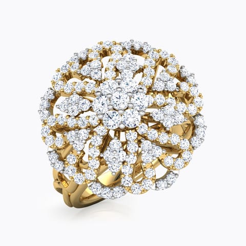 Glitter Cupola Diamond Ring Diamond Rings 14 Karat Yellow Gold Glitter Cupola Diamond Ring