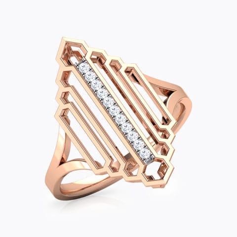 Regal Stepped Diamond Ring Diamond Rings 18 Karat Rose Gold Regal Stepped Diamond Ring