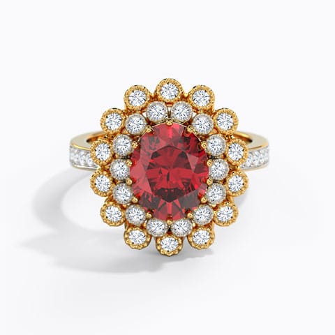 Bloom Scallop Diamond Ring Diamond,Gemstone Rings 18 Karat Yellow Gold Bloom Scallop Diamond Ring
