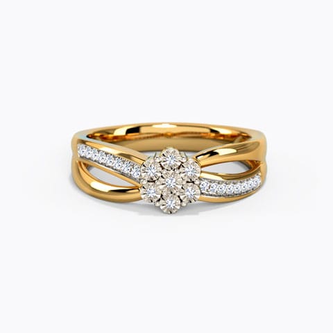 Cluster Miracle Plate Ring Diamond Rings 18 Karat Yellow Gold Cluster Miracle Plate Ring