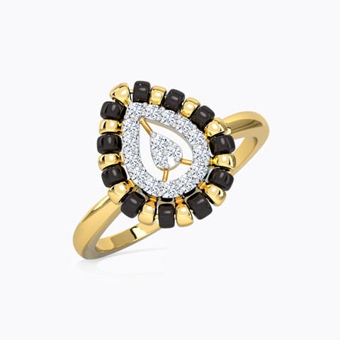 Payal Mangalsutra Diamond Ring Diamond Rings 18 Karat Yellow Gold Payal Mangalsutra Diamond Ring