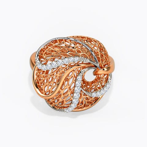 Alocasia Root Diamond Ring Diamond Rings 18 Karat Rose Gold Alocasia Root Diamond Ring