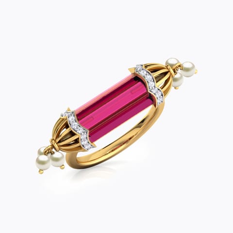 Hawa Gulabi Jharokha Diamond Ring Diamond,Gemstone Rings 18 Karat Yellow Gold Hawa Gulabi Jharokha Diamond Ring