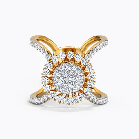 Bloom Wide Diamond Ring Diamond Rings 18 Karat Yellow Gold Bloom Wide Diamond Ring