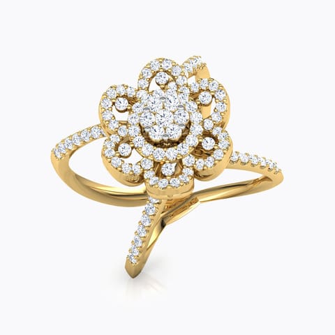 Blossom Wide Diamond Ring Diamond Rings 18 Karat Yellow Gold Blossom Wide Diamond Ring