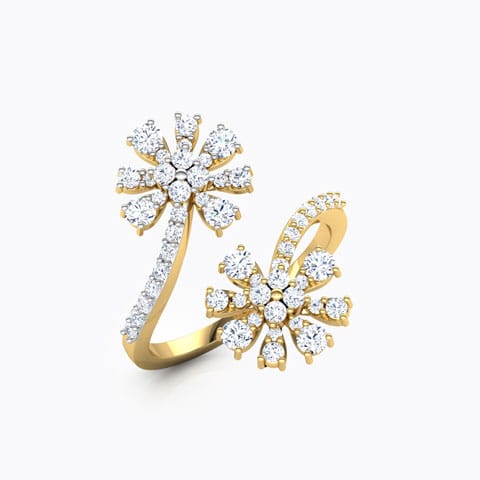 Duo Floweret Diamond Ring Diamond Rings 18 Karat Yellow Gold Duo Floweret Diamond Ring