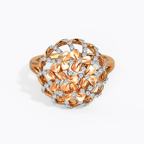 Trillium Floral Diamond Ring Diamond Rings 18 Karat Rose Gold Trillium Floral Diamond Ring