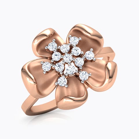 Periwinkle Floret Diamond Ring Diamond Rings 18 Karat Rose Gold Periwinkle Floret Diamond Ring