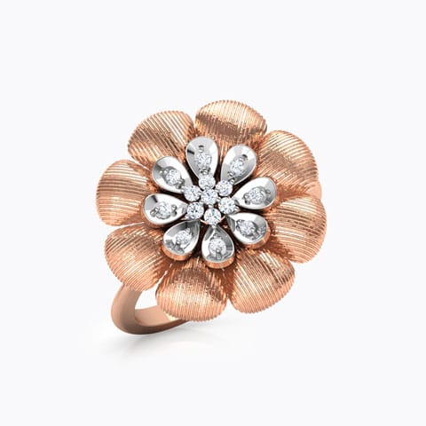 Floweret Brocade Diamond Ring Diamond Rings 18 Karat Rose Gold Floweret Brocade Diamond Ring