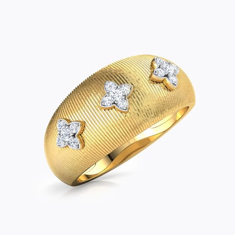 Trio Cornus Brocade Diamond Band Diamond Rings 18 Karat Yellow Gold Trio Cornus Brocade Diamond Band
