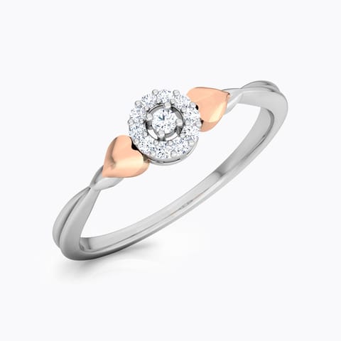 Glowing Halo Promise Diamond Ring Diamond Rings 18 Karat Two Tone Gold Glowing Halo Promise Diamond Ring