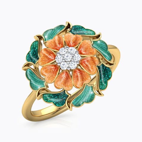 Maira Floral Diamond Ring Diamond Rings 18 Karat Yellow Gold Maira Floral Diamond Ring