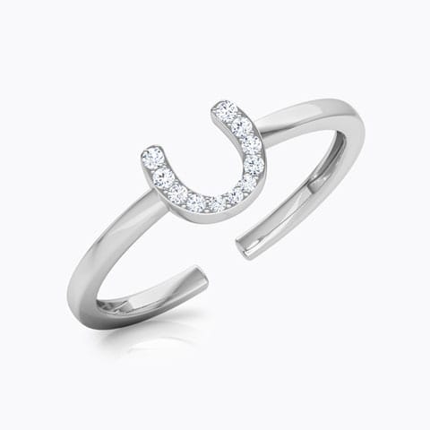 Horseshoe Diamond Midi Ring Diamond Rings 18 Karat White Gold Horseshoe Diamond Midi Ring