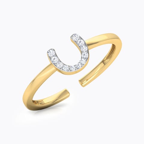 Horseshoe Diamond Midi Ring Diamond Rings 14 Karat Yellow Gold Horseshoe Diamond Midi Ring