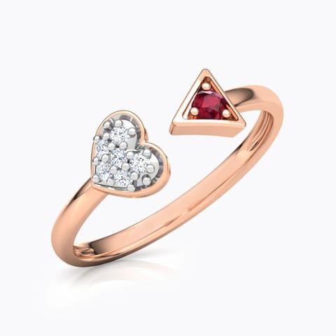 Arrow Heart Gemstone Midi Ring Diamond,Gemstone Rings 14 Karat Rose Gold Arrow Heart Gemstone Midi Ring