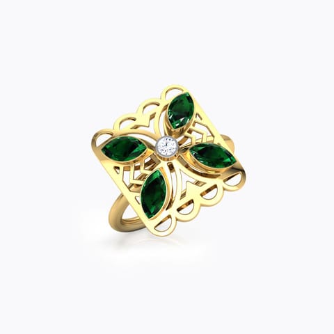 Kusum Intricate Diamond Ring Diamond,Gemstone Rings 18 Karat Yellow Gold Kusum Intricate Diamond Ring