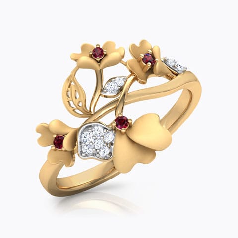 Primrose Bloom Diamond Ring Diamond,Gemstone Rings 18 Karat Yellow Gold Primrose Bloom Diamond Ring