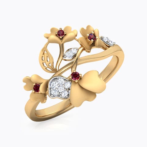 Primrose Bloom Diamond Ring Diamond,Gemstone Rings 18 Karat Yellow Gold Primrose Bloom Diamond Ring