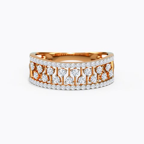 Linear Diamond Band Diamond Rings 18 Karat Rose Gold Linear Diamond Band