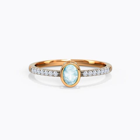 Topaz Ovate Diamond Ring Diamond,Gemstone Rings 18 Karat Rose Gold Topaz Ovate Diamond Ring