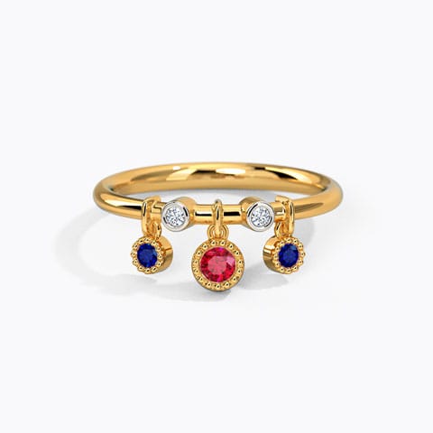 Dangling Stackable Diamond Ring Diamond,Gemstone Rings 14 Karat Yellow Gold Dangling Stackable Diamond Ring