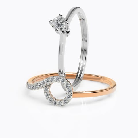 Curvature Twin Diamond Rings Diamond Rings 18 Karat Two Tone Gold Curvature Twin Diamond Rings