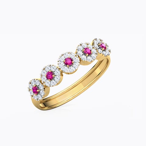 Quintet Halo Diamond Band Diamond,Gemstone Rings 18 Karat Yellow Gold Quintet Halo Diamond Band