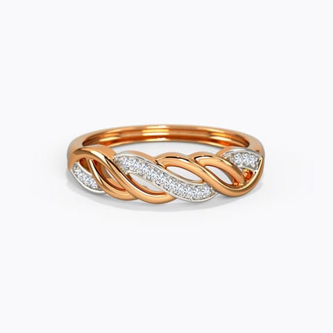 Wave Diamond Band Diamond Rings 18 Karat Rose Gold Wave Diamond Band