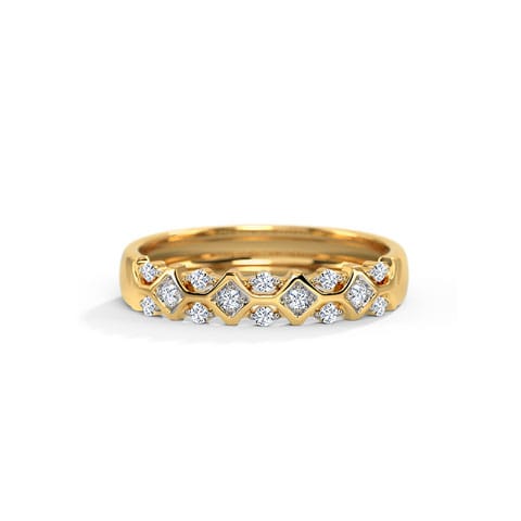 Ornate Diamond Band Diamond Rings 18 Karat Yellow Gold Ornate Diamond Band