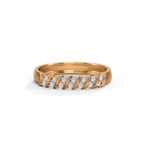 Oblique Diamond Band Diamond Rings 18 Karat Rose Gold Oblique Diamond Band
