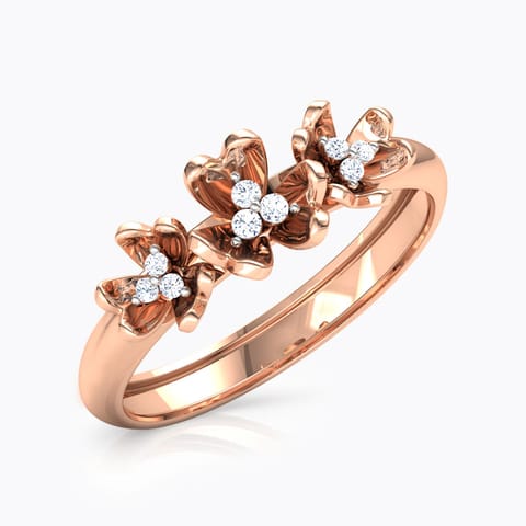 Trillium Floral Diamond Band Diamond Rings 18 Karat Rose Gold Trillium Floral Diamond Band