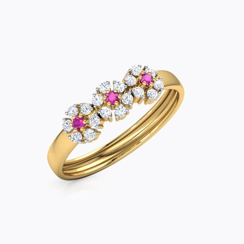 Aster Gemstone Band Diamond,Gemstone Rings 18 Karat Yellow Gold Aster Gemstone Band