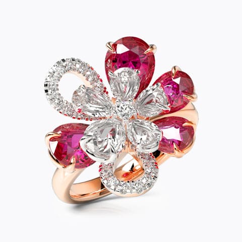 Inaya Bloom Diamond Ring Diamond,Gemstone Rings 18 Karat Two Tone Gold Inaya Bloom Diamond Ring