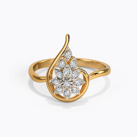 Shining Petals Diamond Ring Diamond Rings 18 Karat Yellow Gold Shining Petals Diamond Ring