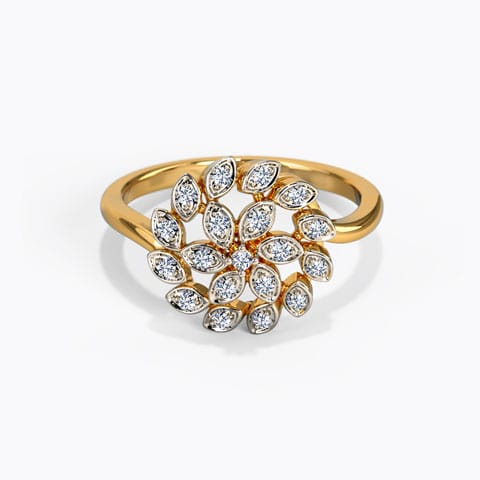 Flickering Petals Diamond Ring Diamond Rings 18 Karat Yellow Gold Flickering Petals Diamond Ring