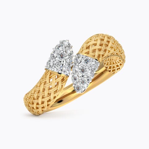 Skew Twill Diamond Ring Diamond Rings 18 Karat Yellow Gold Skew Twill Diamond Ring
