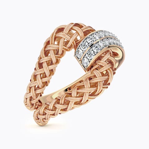 Contemporary Twill Diamond Ring Diamond Rings 18 Karat Rose Gold Contemporary Twill Diamond Ring