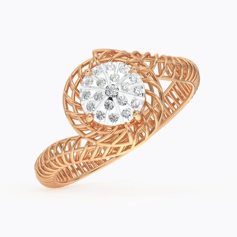 Twine Mesh Cluster Diamond Ring Diamond Rings 18 Karat Rose Gold Twine Mesh Cluster Diamond Ring