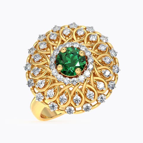 Ornate Cocktail Diamond Ring Diamond,Gemstone Rings 18 Karat Yellow Gold Ornate Cocktail Diamond Ring