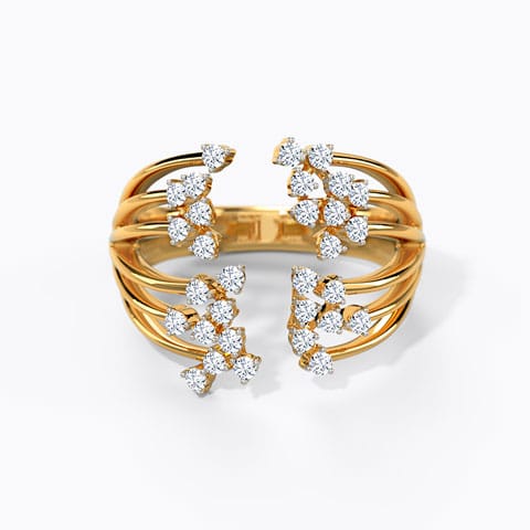 Swing Cluster Diamond Ring Diamond Rings 18 Karat Yellow Gold Swing Cluster Diamond Ring