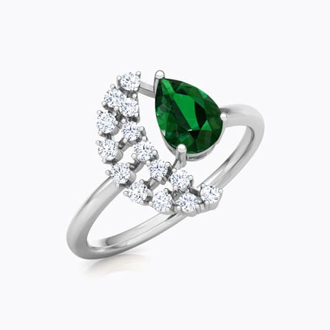 Crescent Cluster Diamond Ring Diamond,Gemstone Rings 18 Karat White Gold Crescent Cluster Diamond Ring