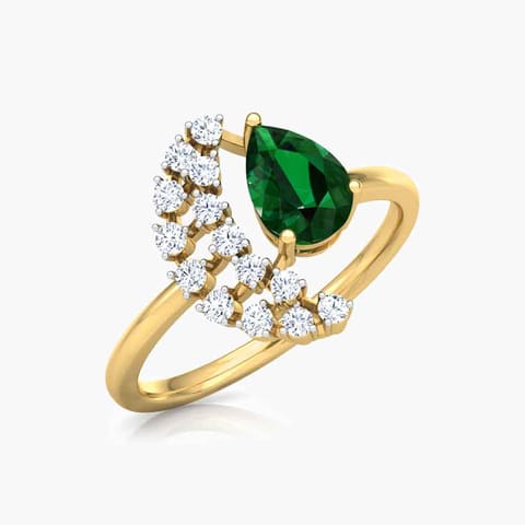 Crescent Cluster Diamond Ring Diamond,Gemstone Rings 18 Karat Yellow Gold Crescent Cluster Diamond Ring