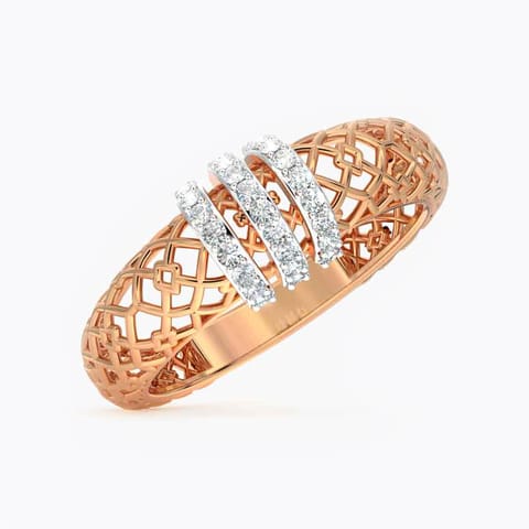 Linear Mesh Diamond Ring Diamond Rings 18 Karat Rose Gold Linear Mesh Diamond Ring