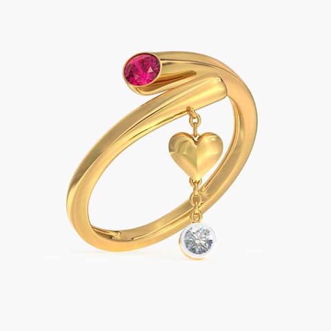 Adore Love Lock Gemstone Ring Diamond,Gemstone Rings 14 Karat Yellow Gold Adore Love Lock Gemstone Ring