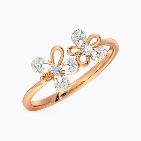 Buttercup Floral Diamond Ring Diamond Rings 14 Karat Rose Gold Buttercup Floral Diamond Ring