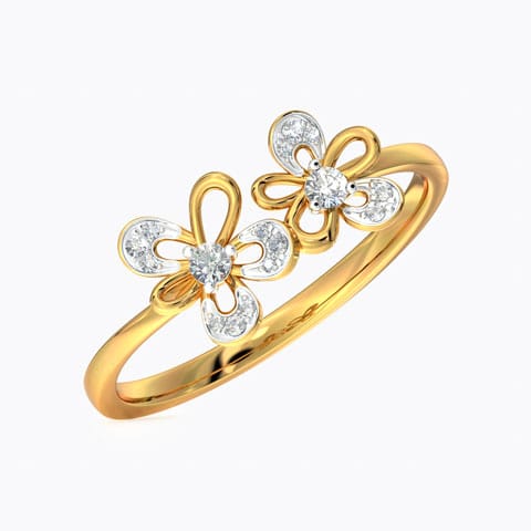 Buttercup Floral Diamond Ring Diamond Rings 14 Karat Yellow Gold Buttercup Floral Diamond Ring